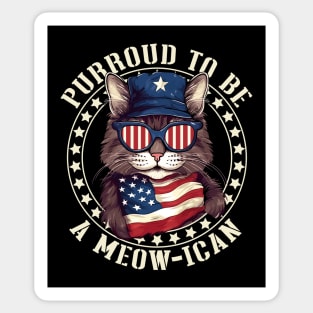 4th July Cat Lover, Purroud To Be A Meow-ican, American Cat Sticker